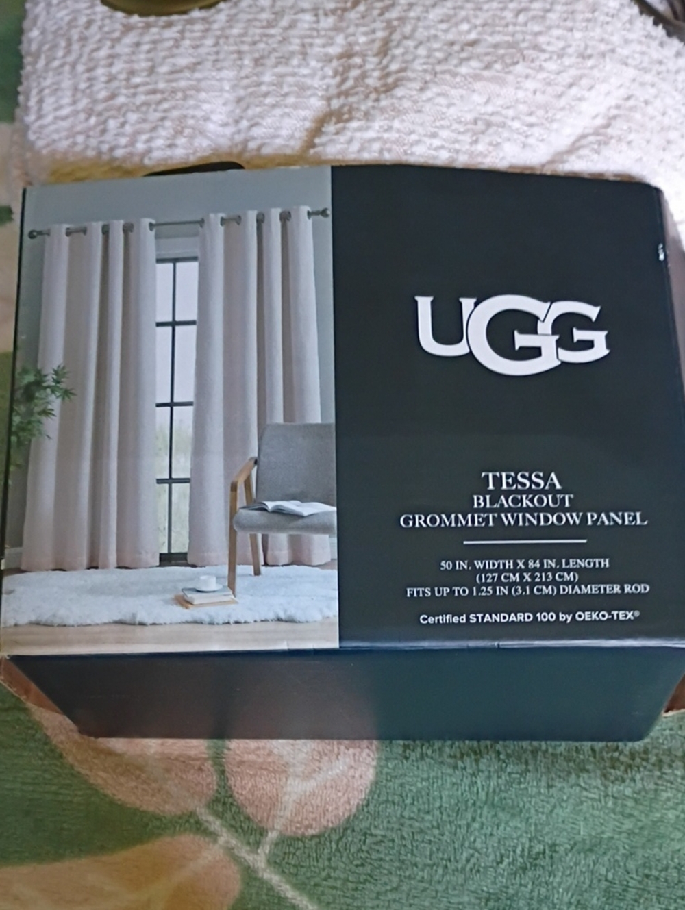 2 Set UGG Blush Textured Blackout Curtain Panel - Picture 3 of 8